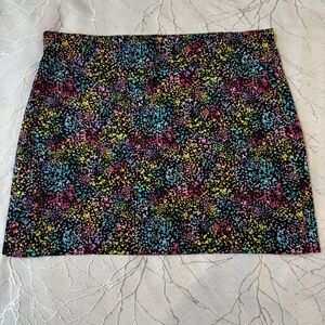 Attyre Blue Pink Black Colorful Pattern Unique Button Accent Skort SZ 12P